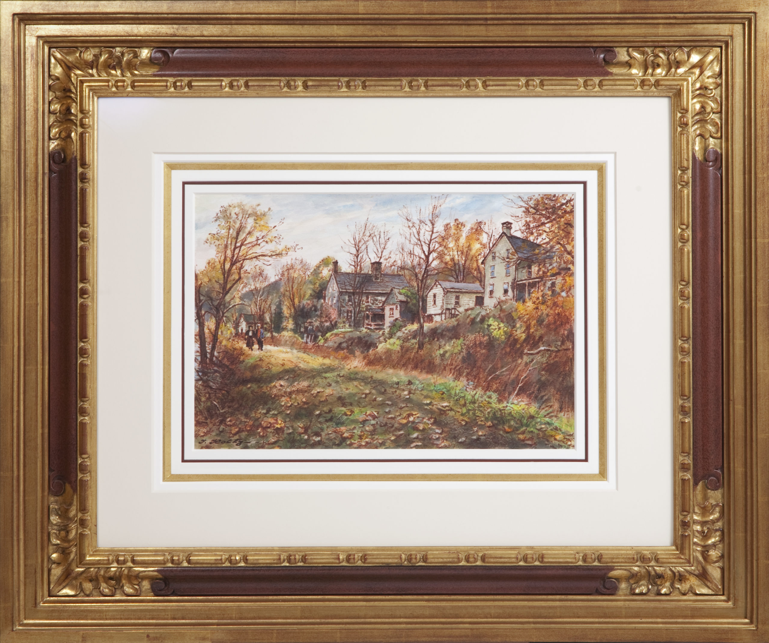 053 Bucks County Pennsylvania 1982 - Watercolor - 12 x 18 - Frame: 35.5 x 29.5 x 2.75