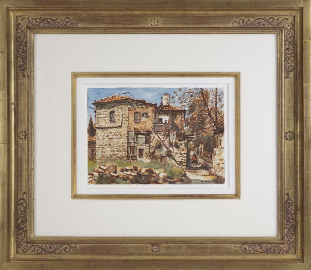 005 Jerusalem Old Houses 2001 - Watercolor - 10 x 7 - Frame: 22.75 x 19.5 x 2