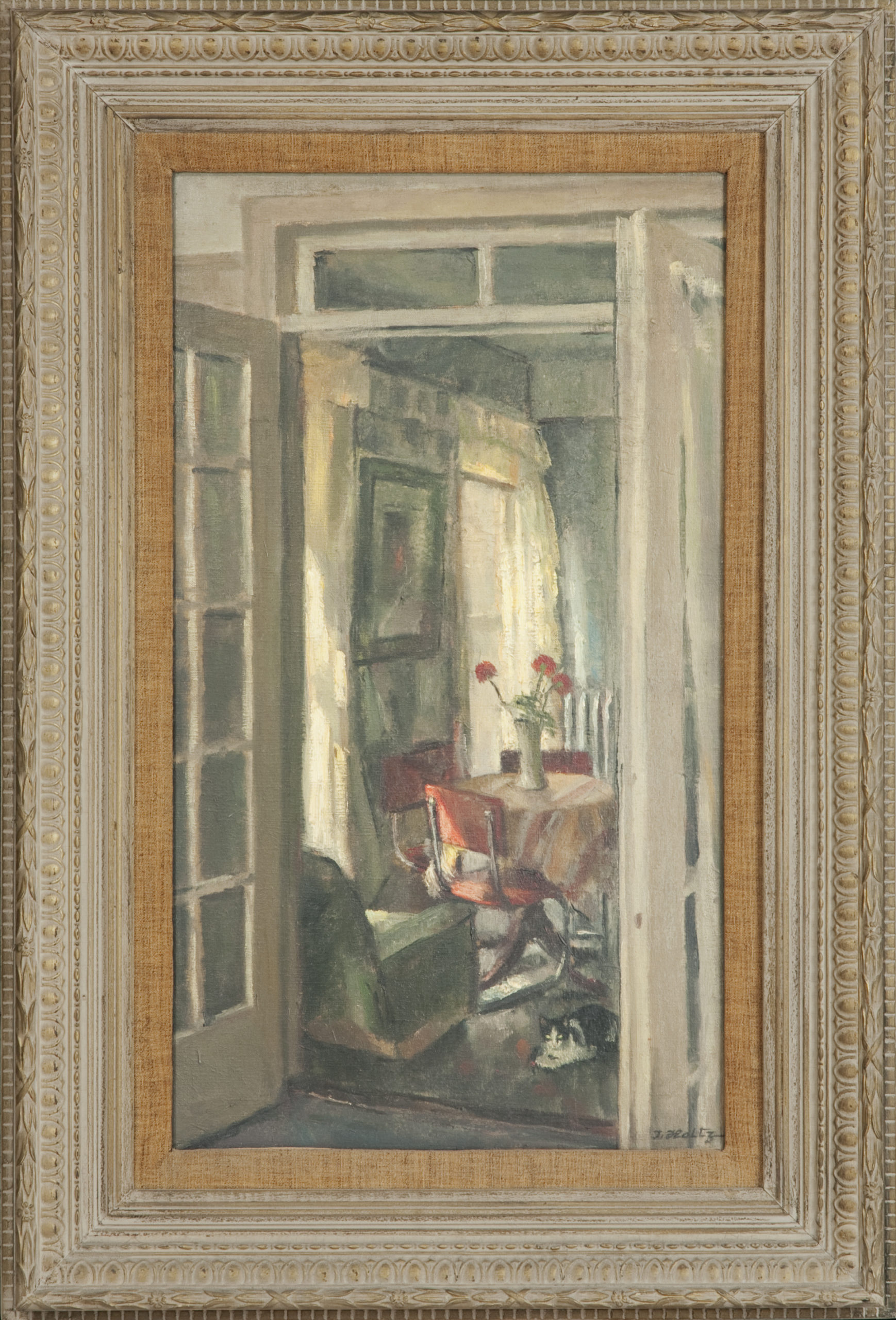 103 J Holtz New York 1958 - Oil on Canvas - 13 x 23 - Frame: 20.5 x 30.5 x 2